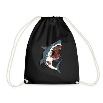 Halloween Grusel Hai Haifisch Zombie Geschenk - Turnbeutel - Schwarz - Vorne