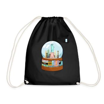 New York Broadway Schneekugel Lustiges Geschenk - Turnbeutel - Schwarz - Vorne