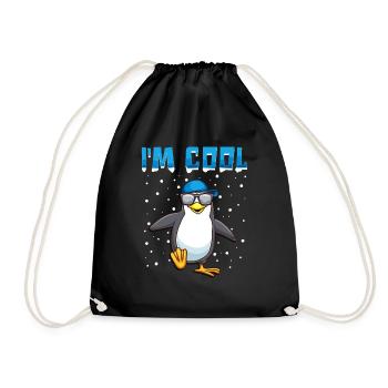 Cooler Pinguin Pinguine Lustiger Spruch Geschenk - Turnbeutel - Schwarz - Vorne