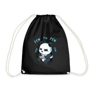 Panda Bär Online Pew Gamer Gaming PC Videospiel - Turnbeutel - Schwarz - Vorne