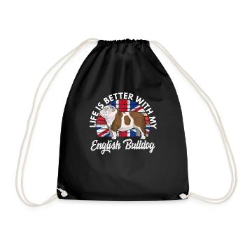 Life is better with my English Bulldog - Turnbeutel - Schwarz - Vorne