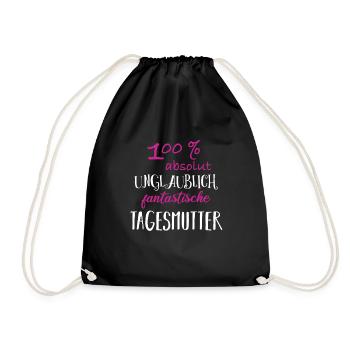 Tagesmutter Geschenk Abschiedsgeschenk Geburtstag - Turnbeutel - Schwarz - Vorne