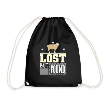 Lost but found Christian Bible verse - Drawstring Bag - black - Front