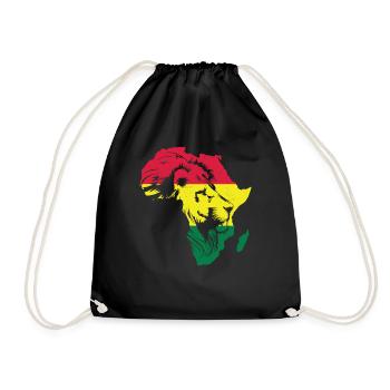 Roar Africa Map Lion Face Reggae Rasta Gift - Drawstring Bag - black - Front