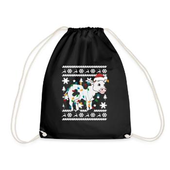 Cow Christmas Ugly Sweater - Turnbeutel - Schwarz - Vorne