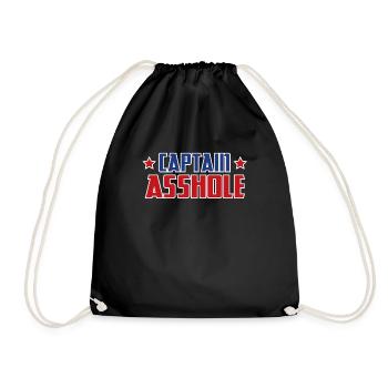 USA flag asshole captain gift - Drawstring Bag - black - Front