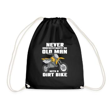Funny motocross gift for old men - Drawstring Bag - black - Front