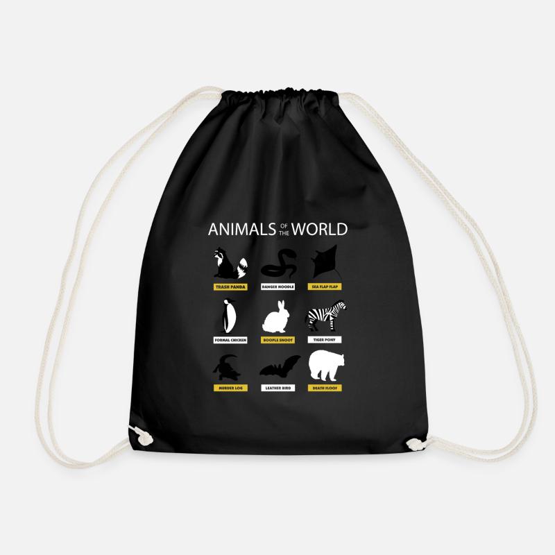 Tiere des Weltt-shirts Lustige seltene Tiere - Turnbeutel - Schwarz