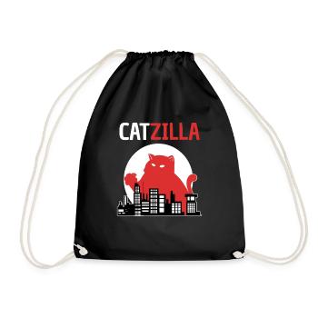 Chat Catzilla, chaton japonais - Sac de sport léger - noir - Devant
