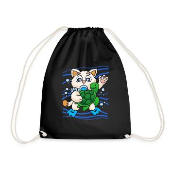 KITTY AVEC LA TORTUE DE MER - Sac de sport léger - noir - Devant