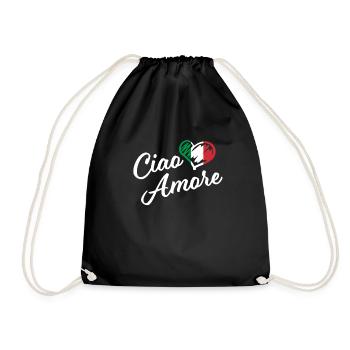 Ciao Amore - Italy Hello Sweetheart in Italian - Drawstring Bag - black - Front