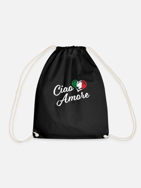 Ciao Amore - Italy Hello Sweetheart in Italian - Drawstring Bag - black