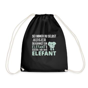 Elephant Elephant Saying Gift - Drawstring Bag - black - Front