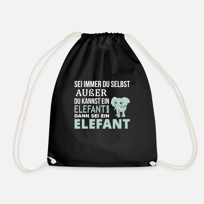 Elefant Elefanten Spruch Geschenk - Turnbeutel - Schwarz