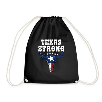 Longhorn Texas Flagge - Turnbeutel - Schwarz - Vorne