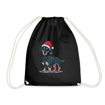 Dachshund Christmas - Drawstring Bag - black - Front