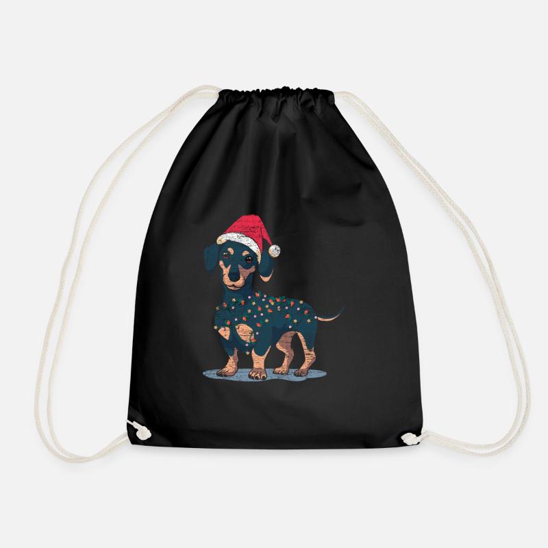 Dackel Weihnachten - Turnbeutel - Schwarz