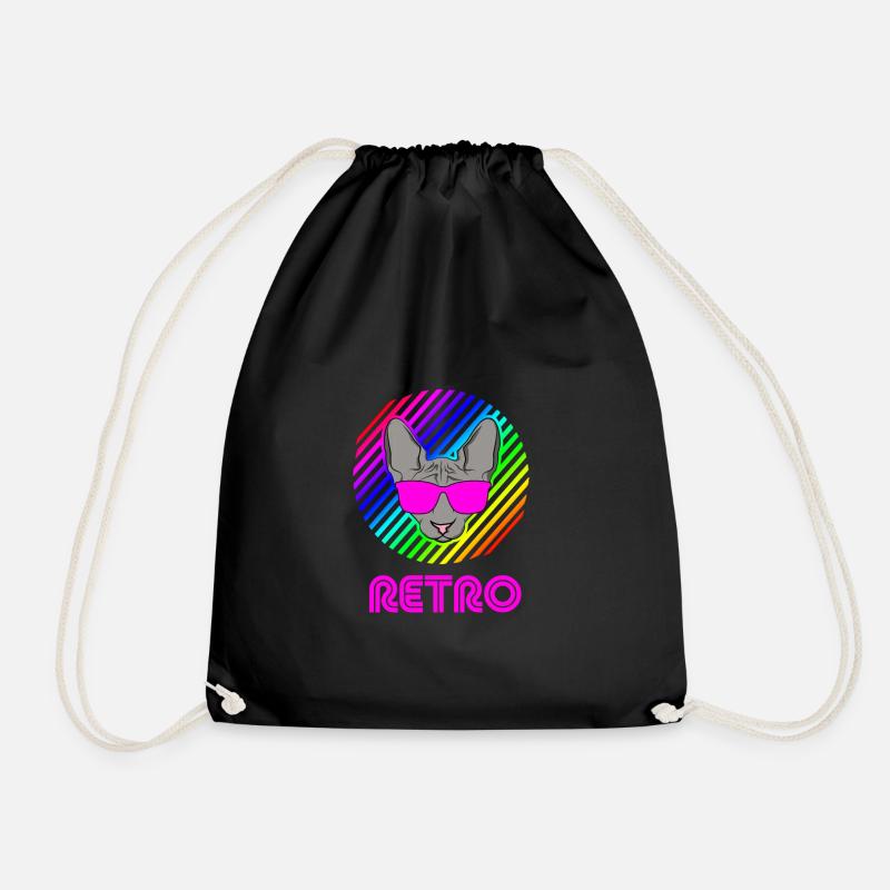Retro Cat Katze der 90er - Turnbeutel - Schwarz