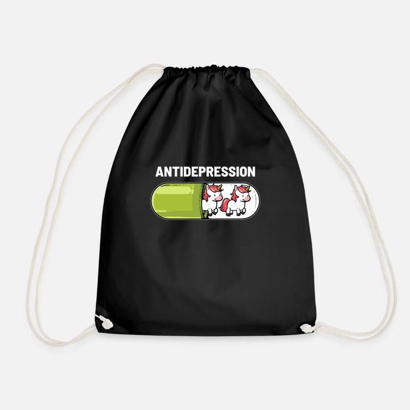 Einhorn Anti Depression Kapsel - Turnbeutel - Schwarz