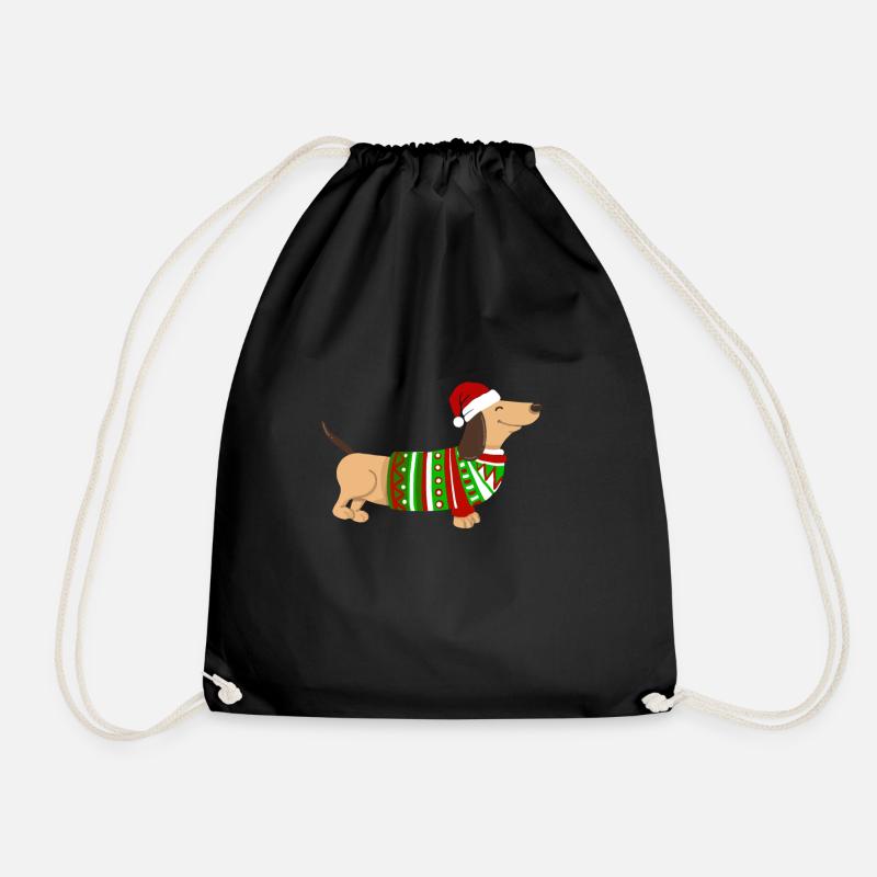 Weihnachtshund Weihnachten Dackel Hund Geschenk - Turnbeutel - Schwarz