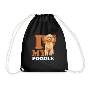 Poodle heart - Drawstring Bag - black - Front