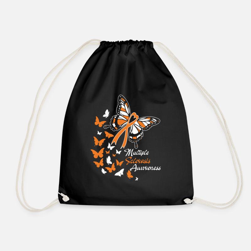 Multiple Sclerosis Awareness Butterflies Gift - Drawstring Bag - black