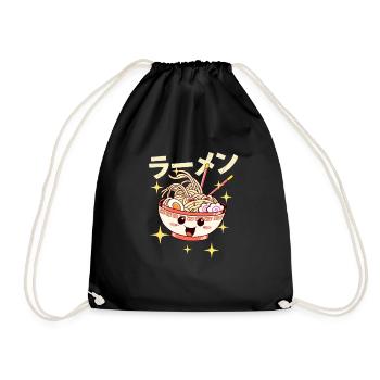 Kawaii Ramen Pho Nudel Nudelsuppe Nudeln Schüssel - Turnbeutel - Schwarz - Vorne