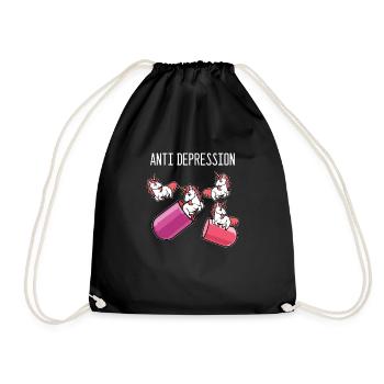 Licorne Anti Dépression - Sac de sport léger - noir - Devant