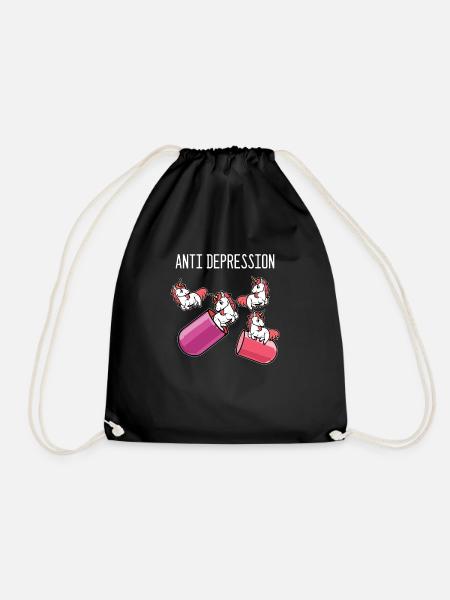Einhorn Anti Depressionen - Turnbeutel - Schwarz