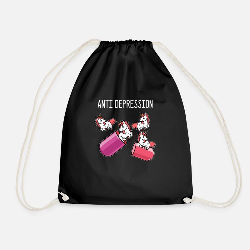 Einhorn Anti Depressionen - Turnbeutel - Schwarz