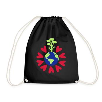 Love our Earth planet - Drawstring Bag - black - Front