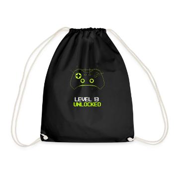 Birthday Shirt Level 13 unlocked complete - Drawstring Bag - black - Front