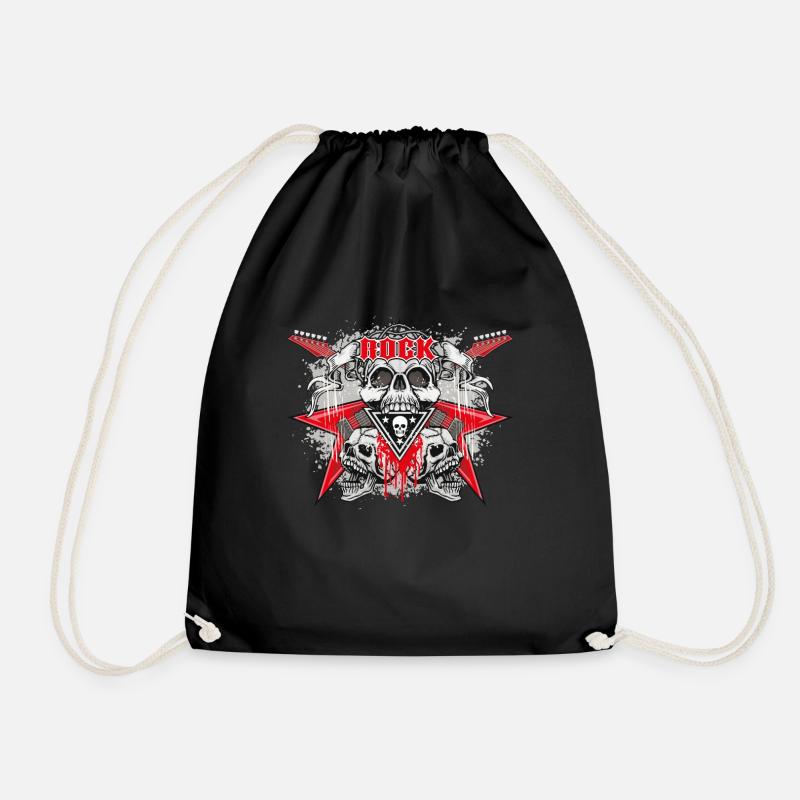 Death Metal Heavy Metal Skull Rock Gift - Drawstring Bag - black