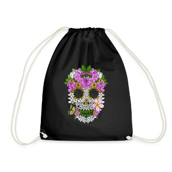 Dia De Los Muertos Crâne Fleuri Le Jour Des Morts - Sac de sport léger - noir - Devant