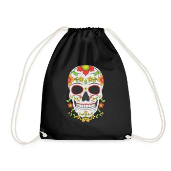 Masque de crâne en sucre - Sac de sport léger - noir - Devant