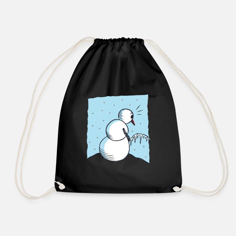 Pinkelnder Schneemann - Turnbeutel - Schwarz