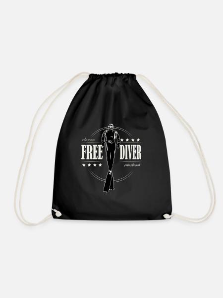 Freediver - one breath - push the limits - Turnbeutel - Schwarz