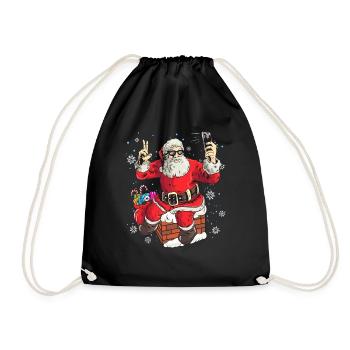 Funny Santa Claus taking a photo - Drawstring Bag - black - Front