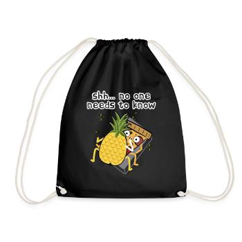 Funny Joke Pineapple Pizza Gift product Pizza - Drawstring Bag - black - Front