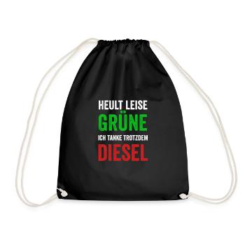 Anti Grünen Shirt FCK GRN Lustiges Geschenk - Turnbeutel - Schwarz - Vorne