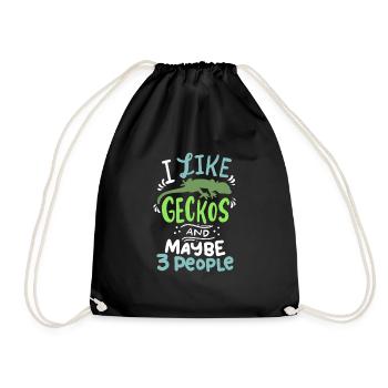 Gecko Echsel Reptile Salamander Nature Gift - Drawstring Bag - black - Front