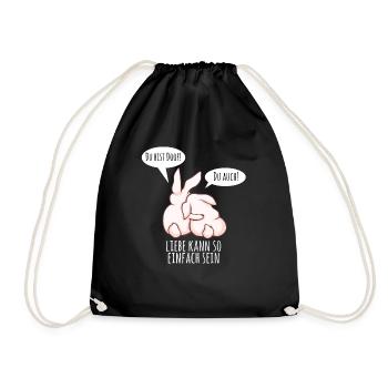 Du Bist Doof Liebe Einfach Hase Liebespaar Ehe - Turnbeutel - Schwarz - Vorne