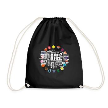 Reiki Begriffe Kristall Energie Steine - Turnbeutel - Schwarz - Vorne