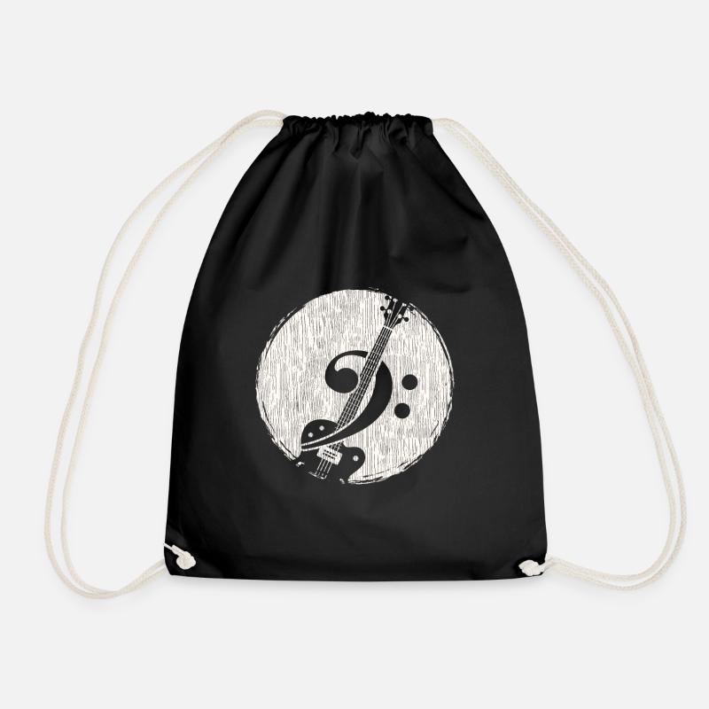 bass guitar - Drawstring Bag - black