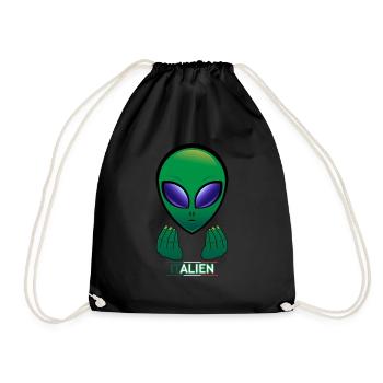 Alien Italy, funny Italy holiday shirt - Drawstring Bag - black - Front