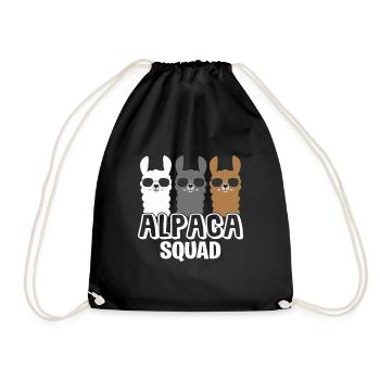 Alpaca Squad Alpaca Lama Pet Tire Gift - Drawstring Bag - black - Front