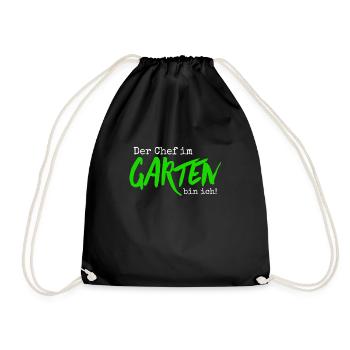 Der Chef im Garten bin ich, Gärtner Geschenkidee - Turnbeutel - Schwarz - Vorne