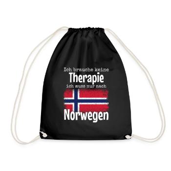 Ich brauche keine Therapie ich muss nach Norwegen - Turnbeutel - Schwarz - Vorne