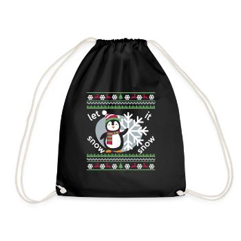 Pinguin Weihnachten Geschenk - Turnbeutel - Schwarz - Vorne