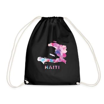 Haiti Haitian Stolz Land Flagge I Geschenk - Turnbeutel - Schwarz - Vorne